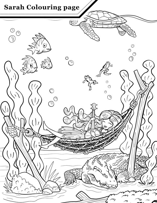 Colouring page of Sarah