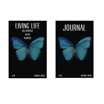 Two black journal covers with blue butterfly images.