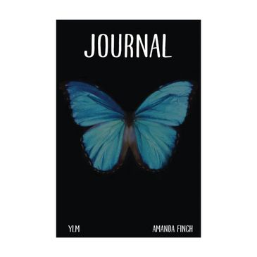 Journal cover with a blue butterfly on black background.