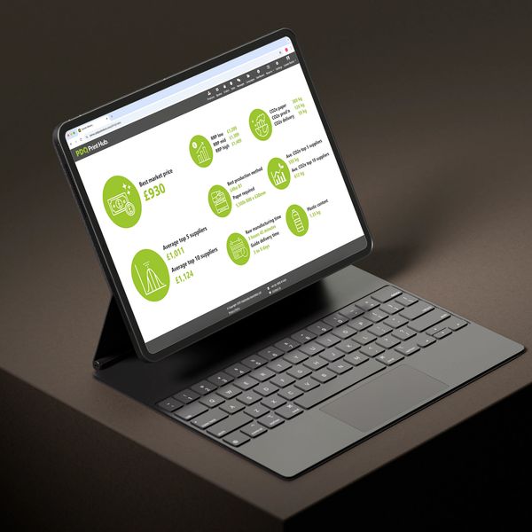 Laptop showing PDQ Benchmarking user interface