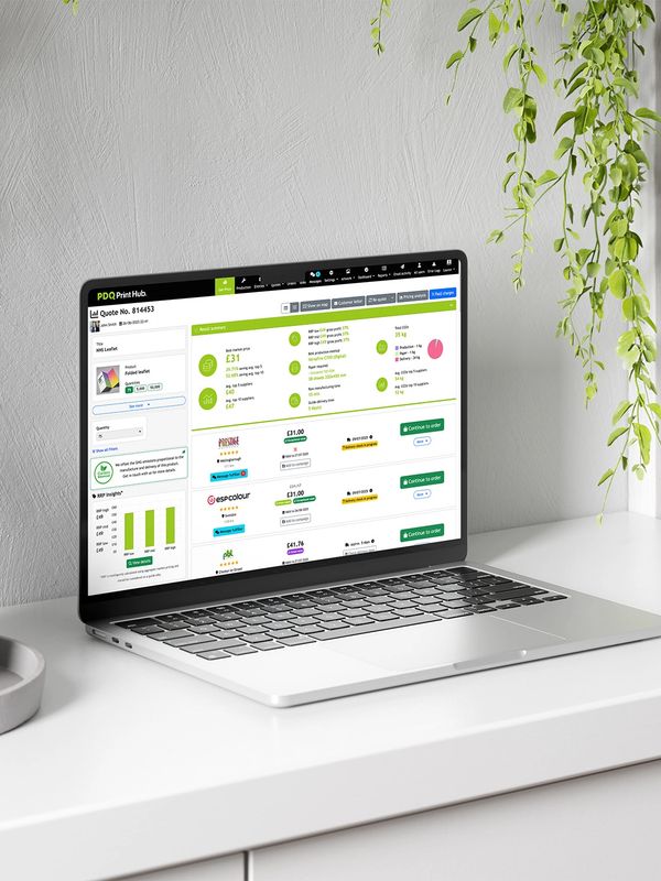 Laptop showing print prices results