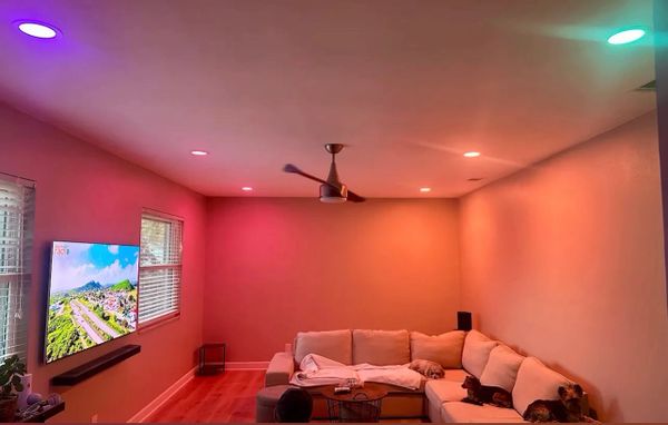 TV and soundbar installation/ Install 6 Phillips HUE lights by Warren Electric Our Electrician!