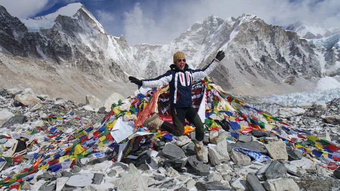 Mt. Everest, Himalaya, Base Camp, Tibetan flag, rocks, snow, ice, famous, trail, trek, Sagarmatha