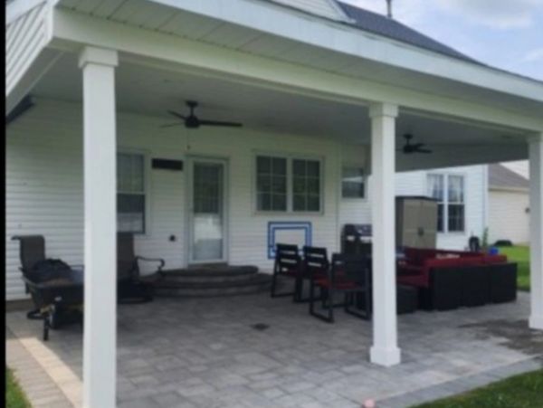 We built at padio roof with electric for tv, recessed lighting and ceiling fans. All pvc trim work a