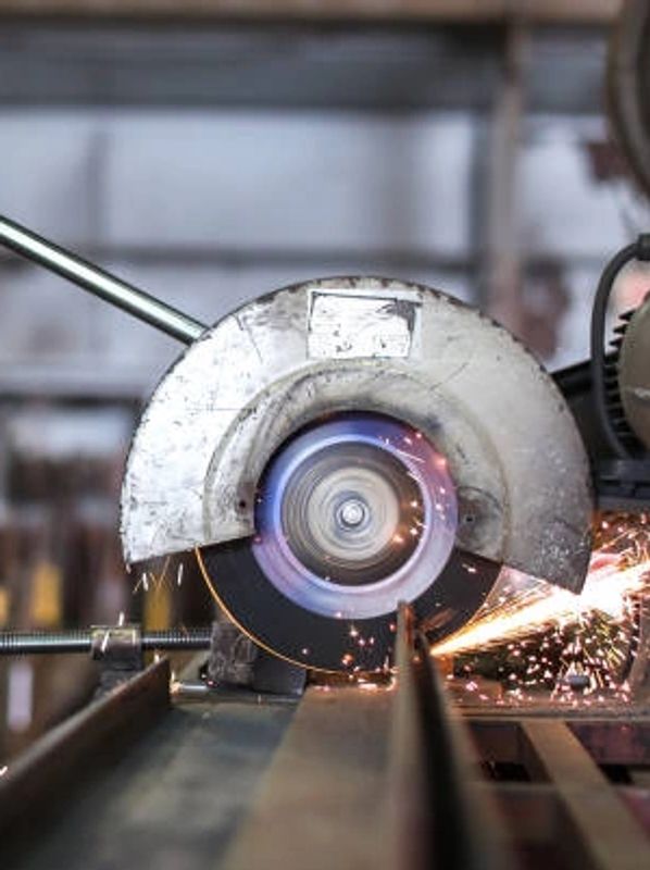 Angle grinder cutting metal, sparks flying.