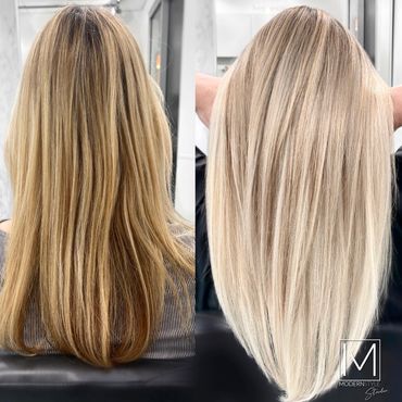Hand tied extensions near me, hair extensions near me, blonde specialist near me, Olaplex salon