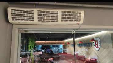 AIR CURTAIN WITH CHANNELS INSTALLED ABOVE GLASS DOOR SIZE 4 FEET NEAR JALANDHAR PUNJAB