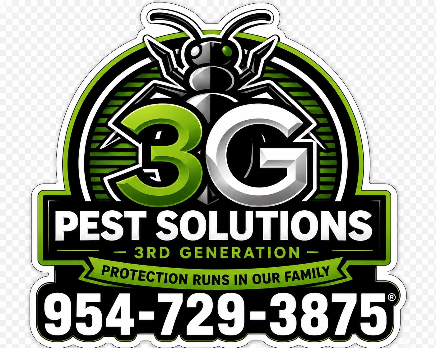 3G Pest Solutions logo with phone number.