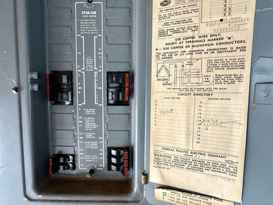 A Federal Pacific Stab-Lok Panel Box observed during a home watch inspection.