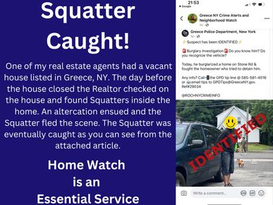 Article of a Squatter found in a vacant home for sale. The squatter was caught by the Greece Police.