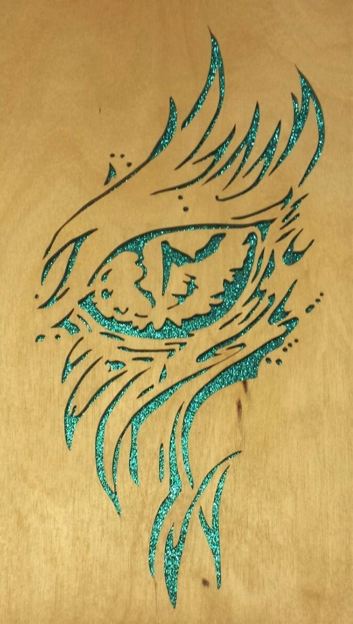 Dragon Eye with Green Glitter Background - 11 in x 14 in