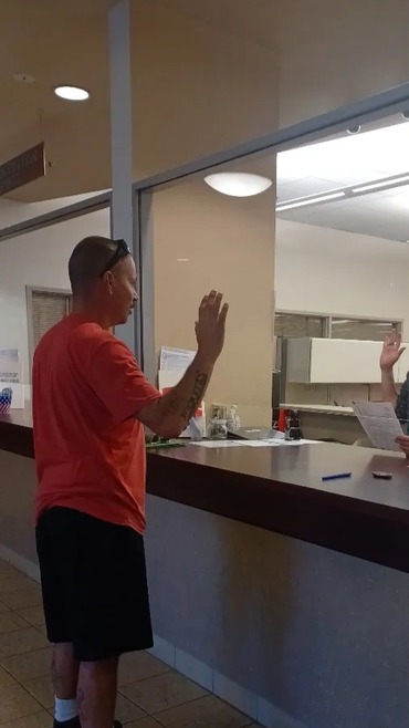 Getting sworn in a Sac County Elections Department.