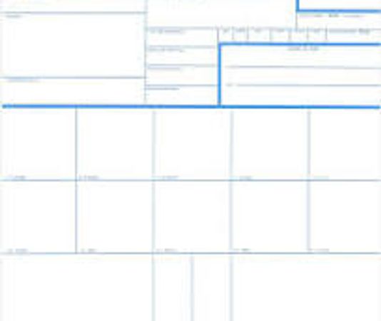 Blurred document with grid and text areas.