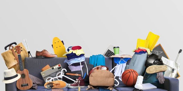 clutter all over the couch