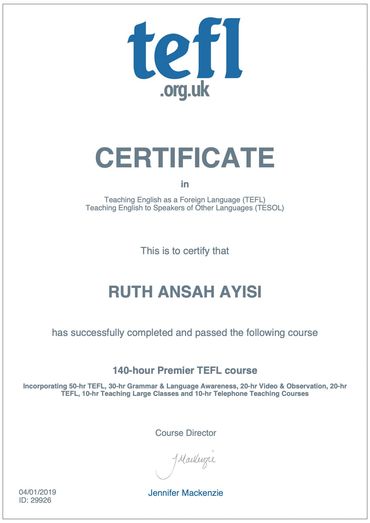 TELF certificate, english teacher