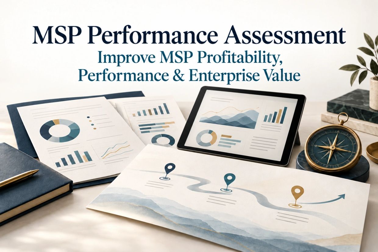 MSP performance assessment with charts and compass on a desk.