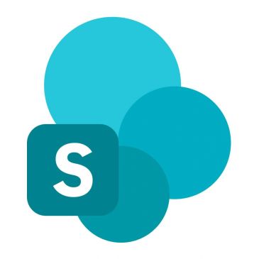 Logo with three blue circles and an 'S' letter.