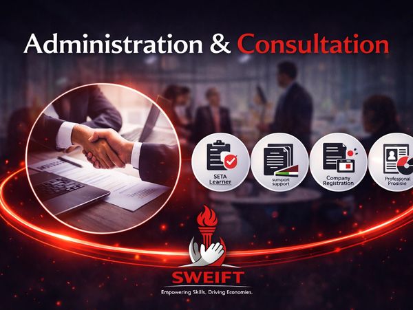 Business handshake symbolizing administration and consultation services by Sweift.