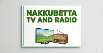 Signboard displaying Nakkubetta TV and Radio with TV and vintage radio images.