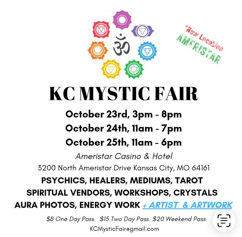 Flyer for KC Mystic Fair with dates, location, and event details.