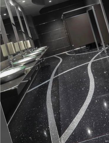 Black bathroom terrazzo epoxy @Orlando @West Palm Beach