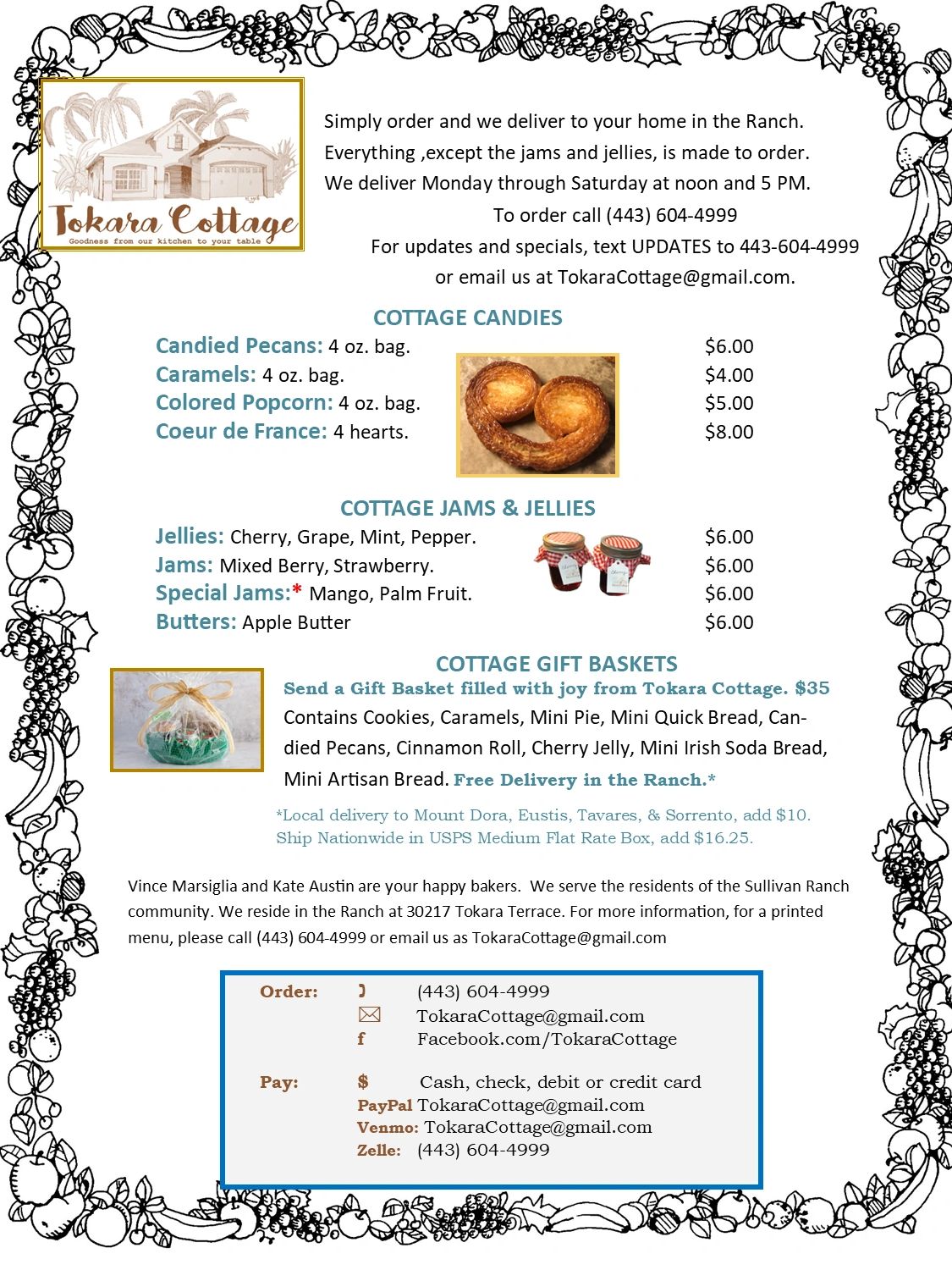 Page 2 of Tokara Cottage Menu