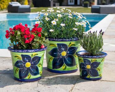 unique Terra Cotta Planters hand painted made in Spain
