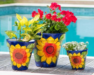 unique Terra Cotta Planters hand painted made in Spain
