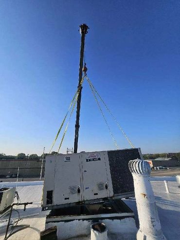 Commercial Installation of HVAC - Crane Lift to Roof top