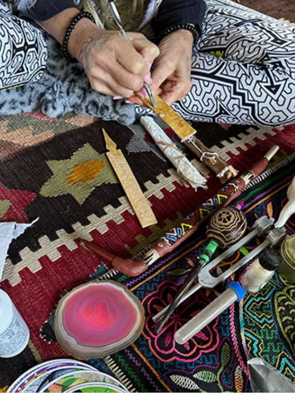 Dayle at work in kambo ceremony