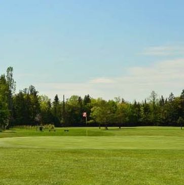 view of a putting green at Pattison Park golf course in superior, Wisconsin.