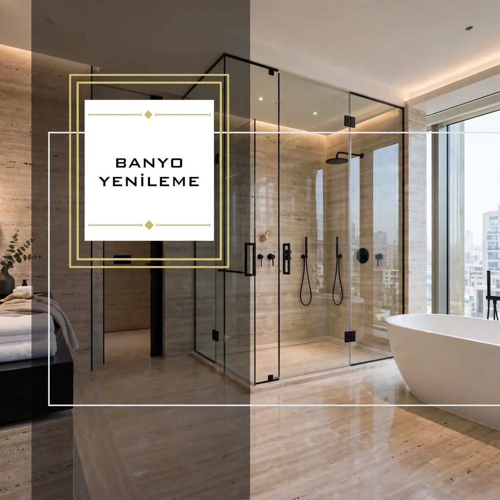 Modern ve lüks banyo yenileme tasarımı.