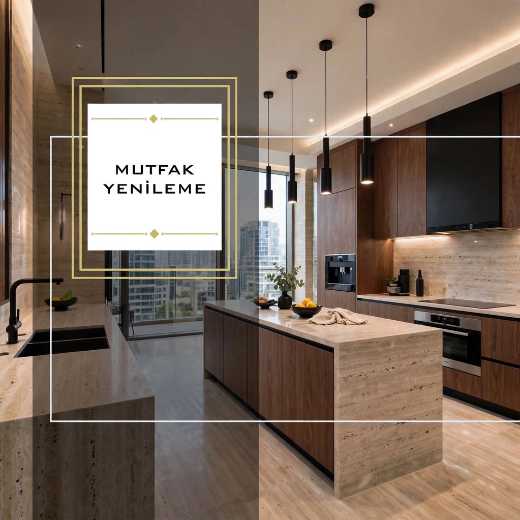 Modern, şık bir mutfak yenileme tasarımı.