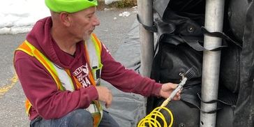 flood equipment being inflated showing it is rapidly deployable