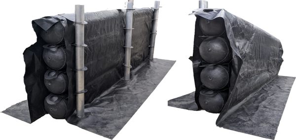 Inflatable Flood Defence Systems Barriers made with military-grade materials.