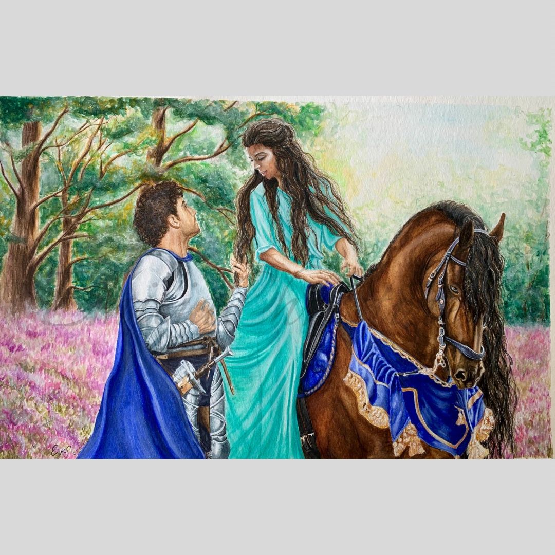 "La Belle Dame sans Merci" Knight and lady on horse