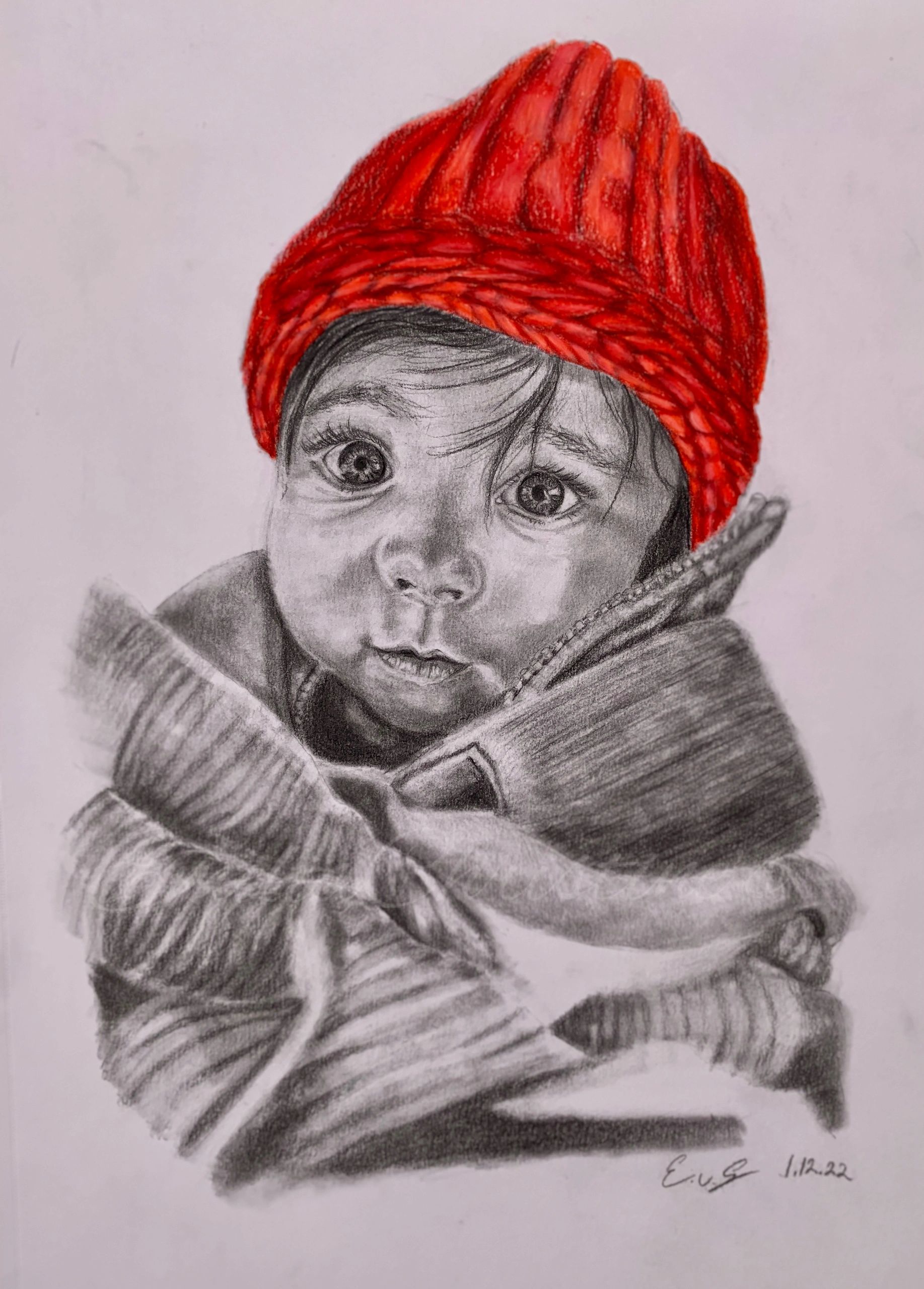 Portrait of a Baby in Red Cap