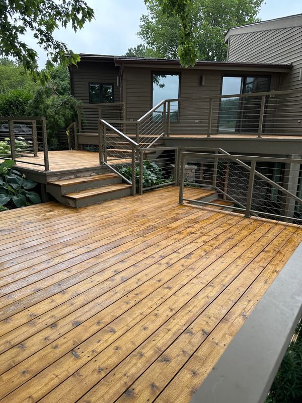 One of many decks, finished product!!! Only use oil base stain if you know what’s good for ya.