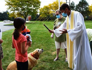 Fr. Michal blesses each animal.