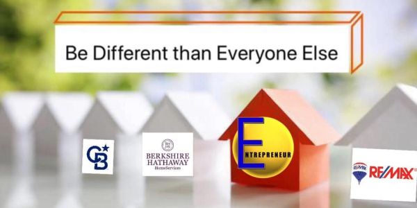 Unique entrepreneur house stands out among typical real estate logos.
