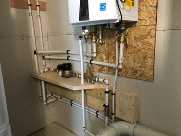 Navien water heater with waterlines