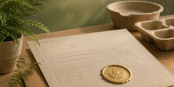 Eco-friendly embossed certificate with a gold leaf seal.