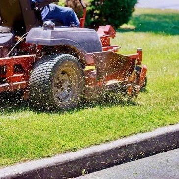 Mowing grass