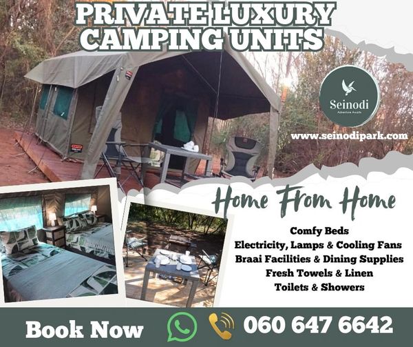 Private luxury camping units at Seinodi Park