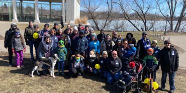 A large group of people at a fundraising walk in 2022