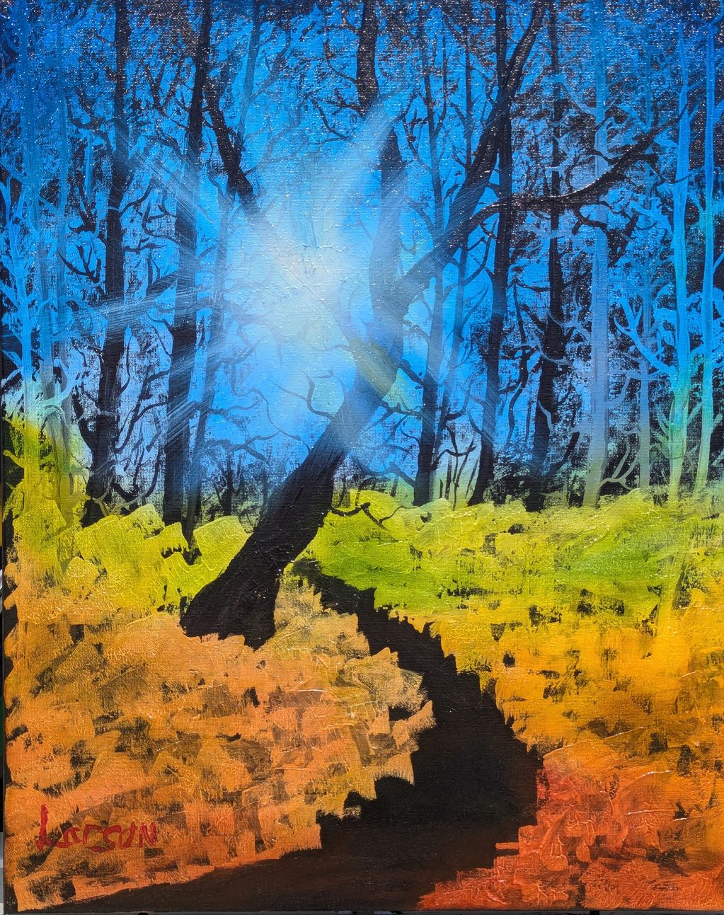 Bob Ross inspired Golden Rays