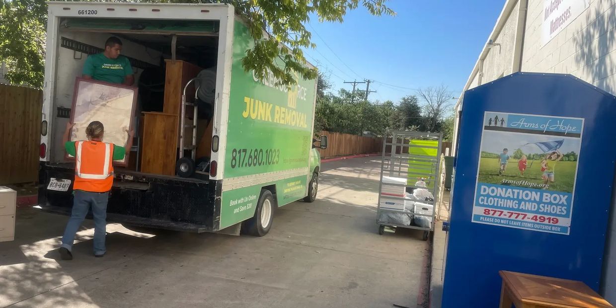 Green Source Junk Removal donating items in Fort Worth.