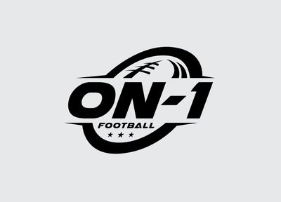 Black and white ON-1 Football logo with a stylized football graphic.