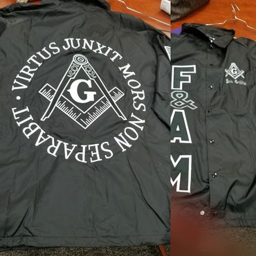 Masonic embroidery, embroidery back of jackets, embroidery group jackets, embroidery twill letters.