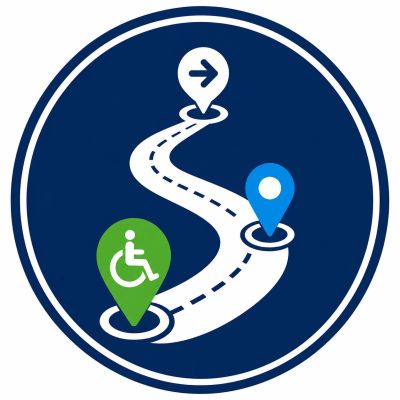 EASE™ Roadmap icon showing an accessible route with waypoints and a clear path forward.